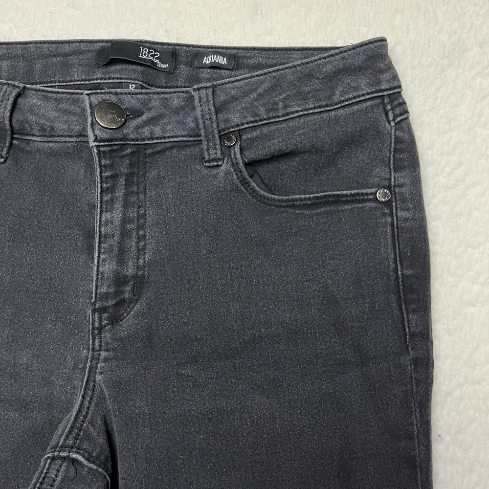 1822 Denim Jeans Womens 12 Gray Adrianna Skinny CA5M1188A1 Dark‎ Wash Stretch